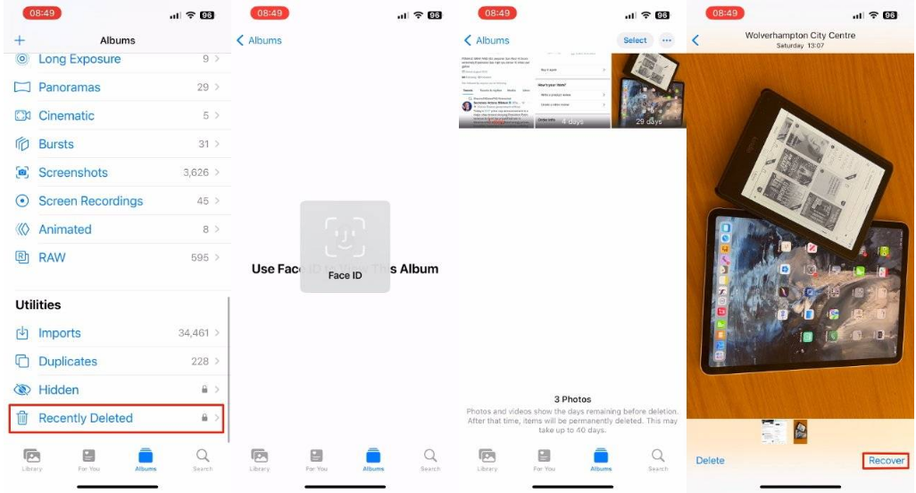 惠城苹果14维修分享 iPhone14 上恢复已删除的照片 