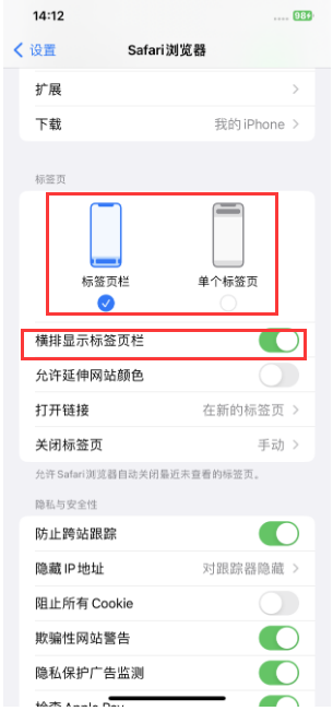 惠城苹果手机维修分享Safari浏览器如何切换标签栏位置 